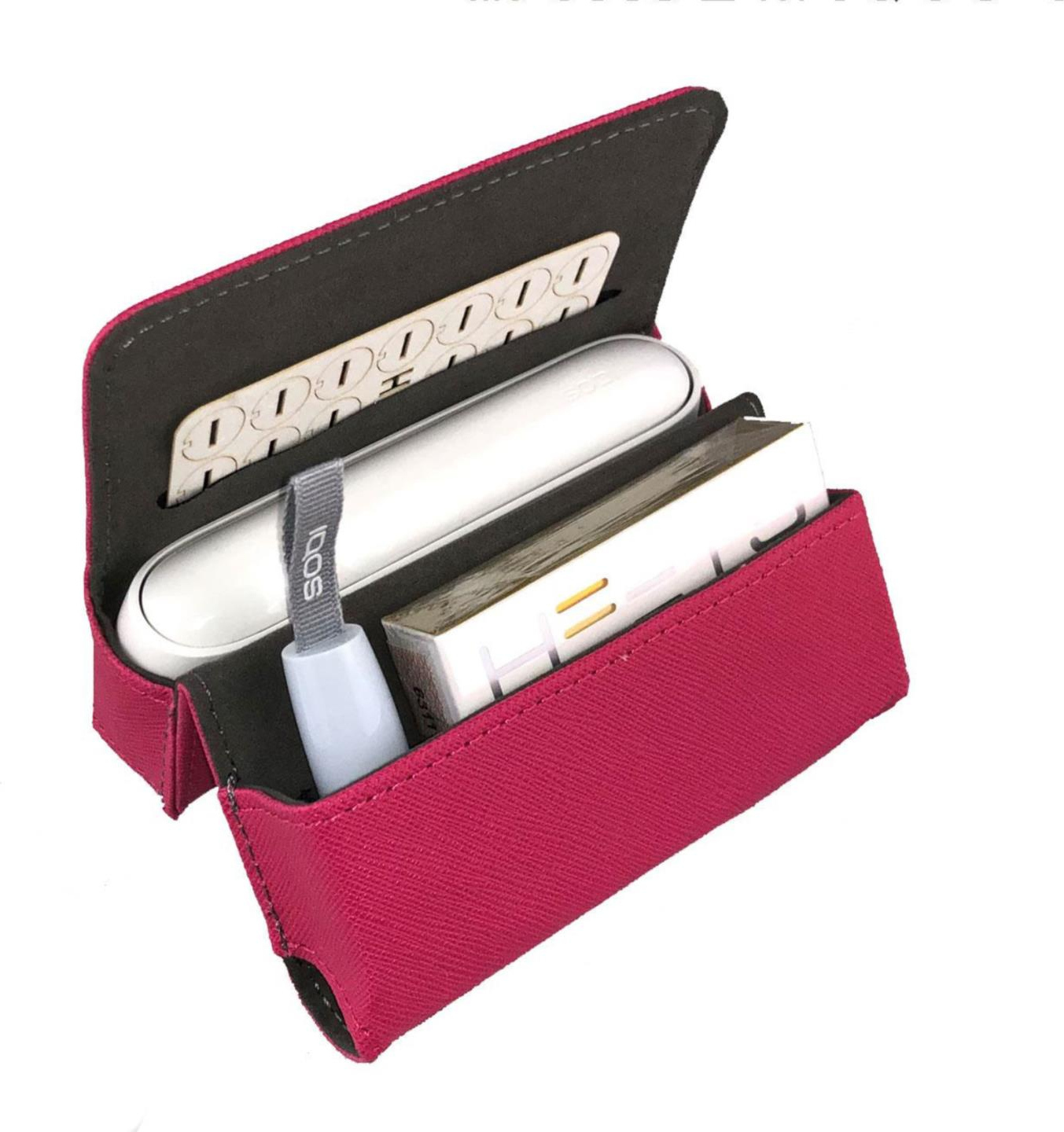 Etui KL Pink für IQOS 3 + Pocket Charger + Heets + Heat- Filter oder Kreditkarte flach