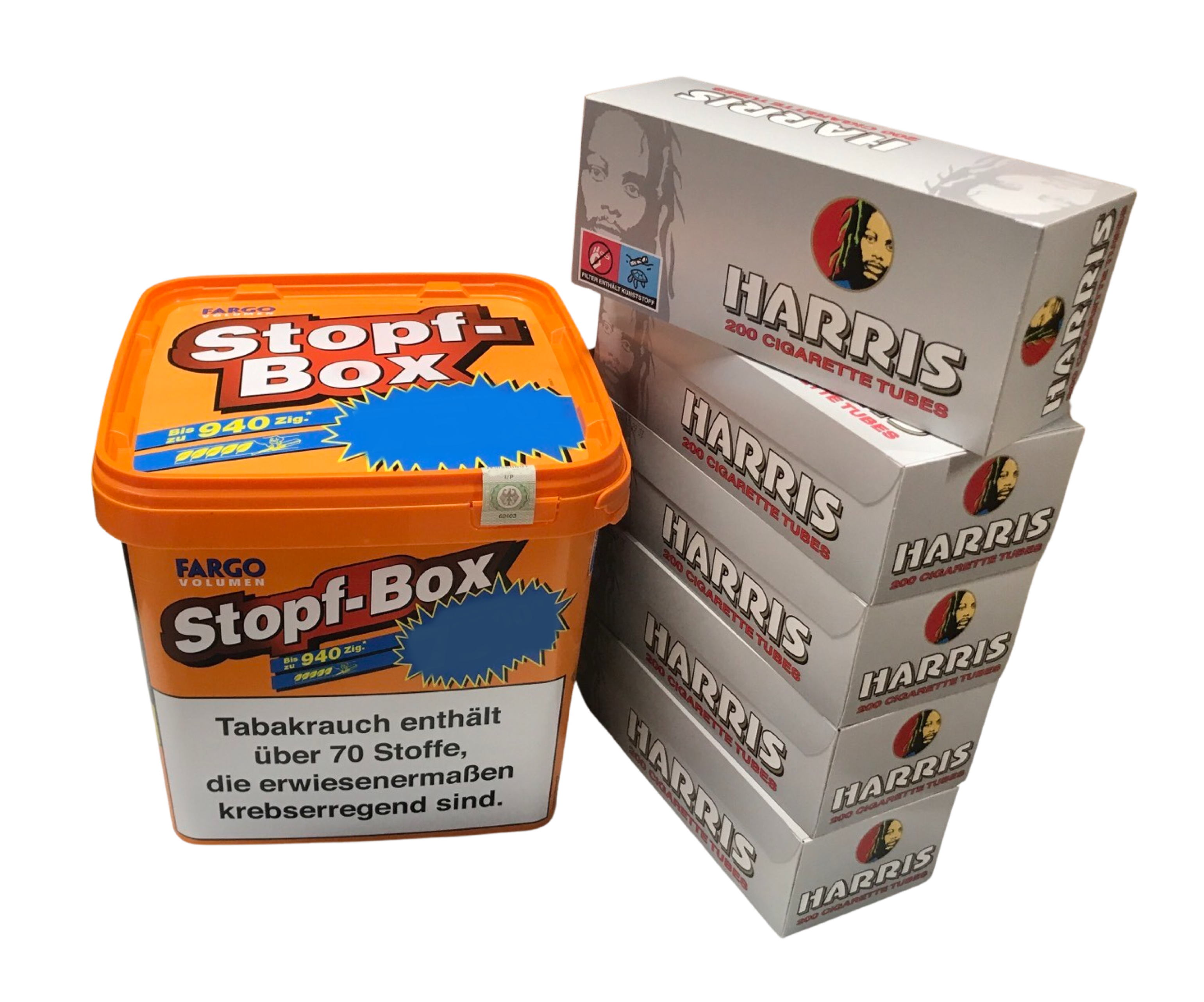 FARGO Stopf-Box XXXL-Eimer 445g + 1000 Harris rot Hülsen