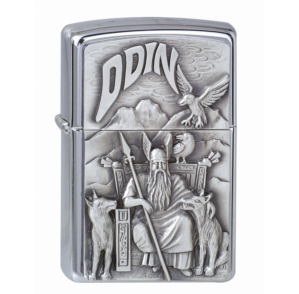 ZIPPO chrom gebürstet Viking Emblem Odin 1300097