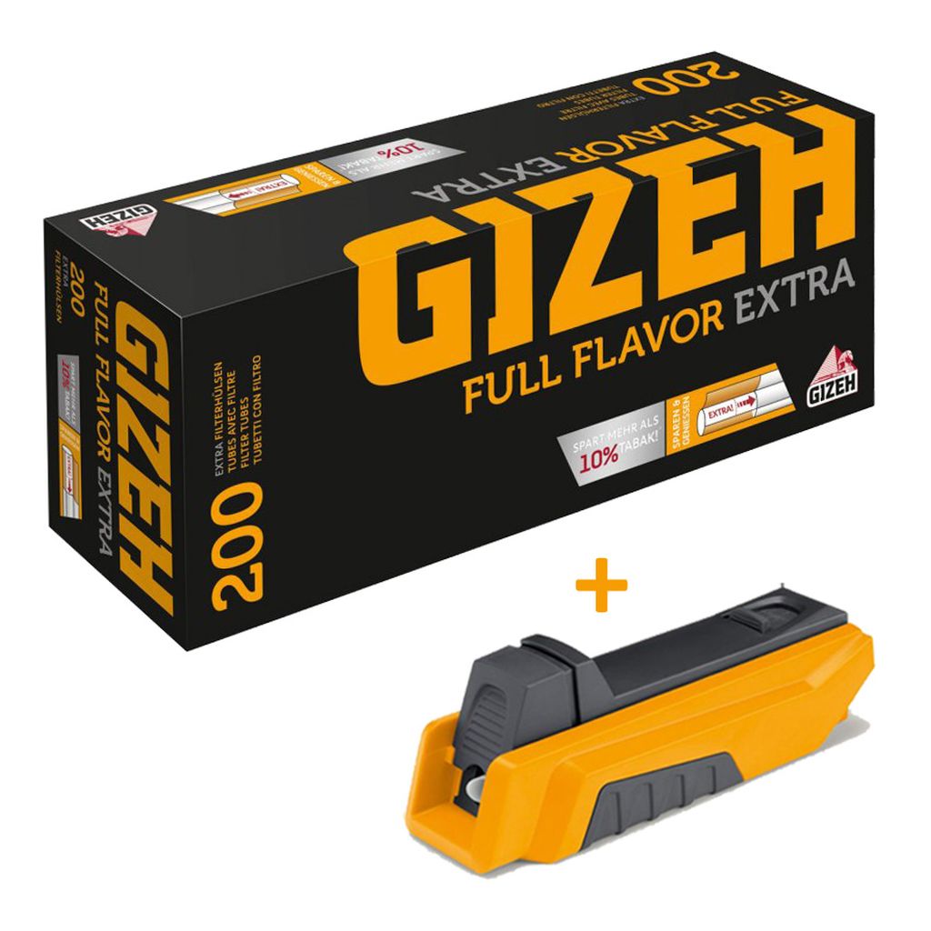 GIZEH Extra Filterhülsen Full Fl.1000 Stück + 1 GIZEH VARIO STOPFER