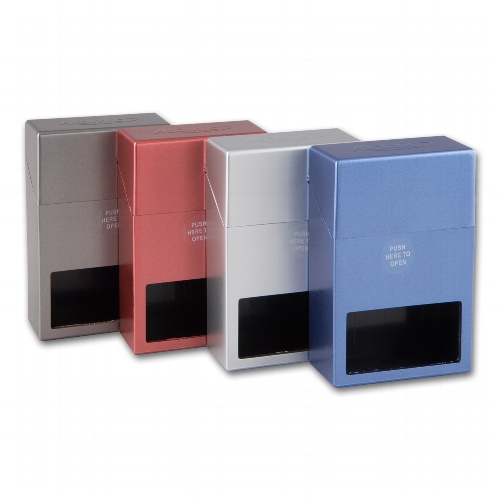 Zigarettenbox Kunststoff  ATOMIC Metallic KS Sprungdeckel sort (12)