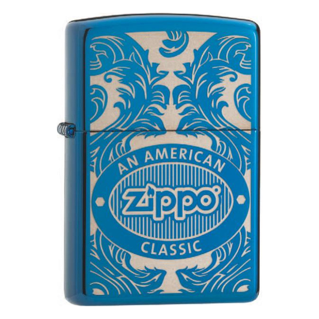 ZIPPO high polish blue Zippo Scroll 60001112