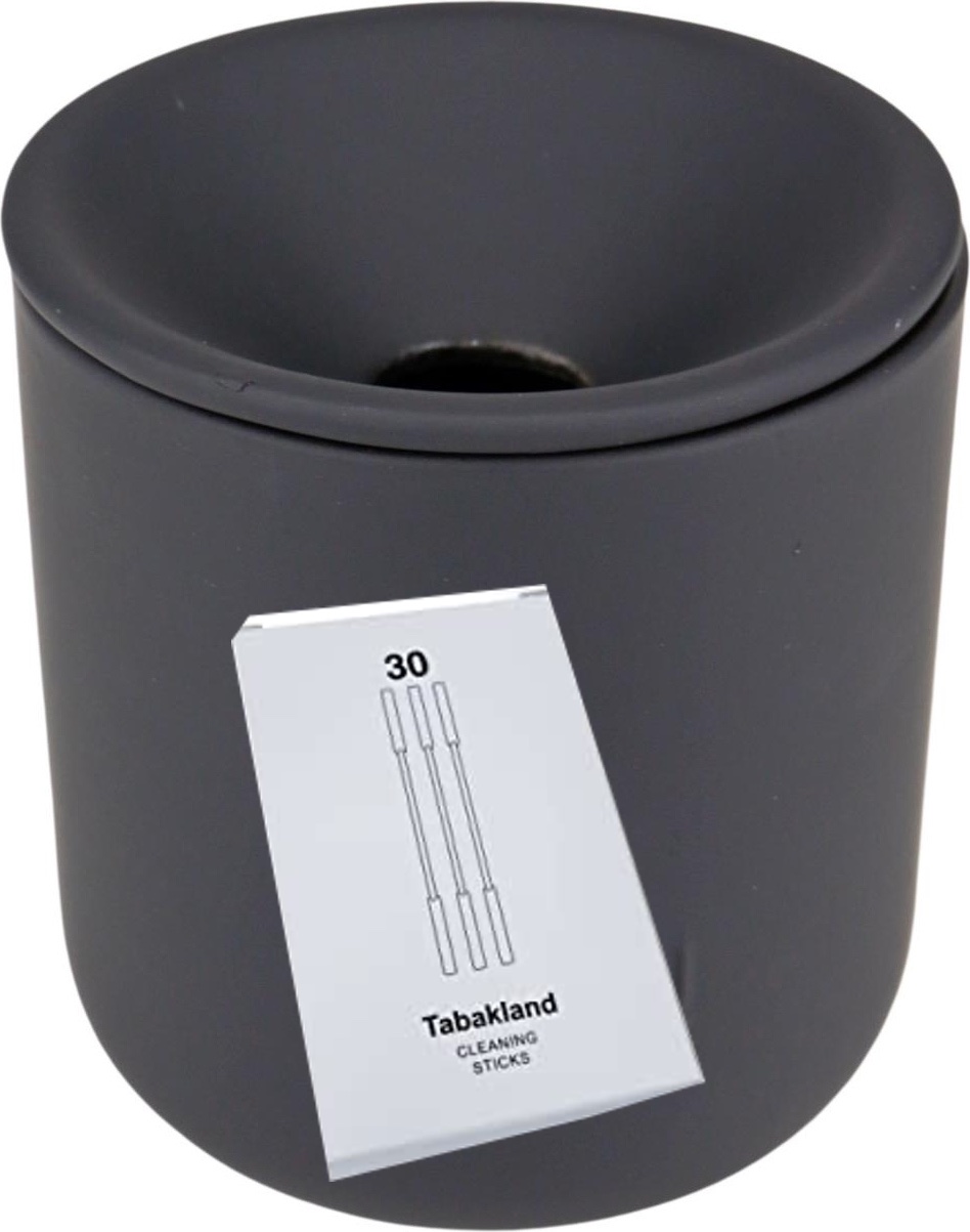 Stickbecher Keramik schwarz ohne Ablagefläche, geeignet für Heets + 30 Feuchte Tabakland Cleaning Sticks 