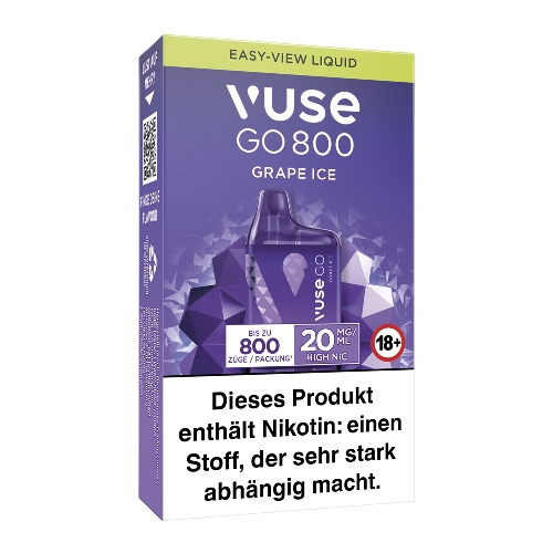 E-Zigarette VUSE Go 800 (Box) Einweg Grape Ice 20mg