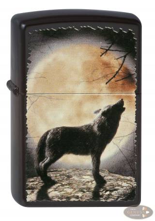 ZIPPO schwarz matt Wolf Howling to the Moon 60001355