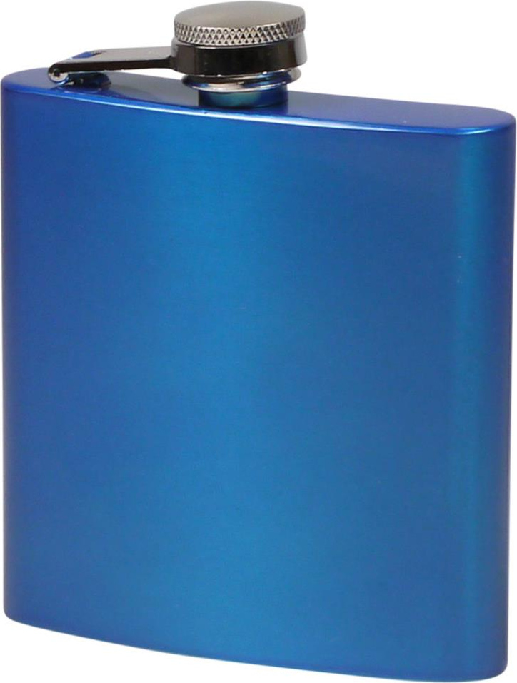 Flachmann Edelstahl blau metallic glänzend 6oz/180ml Wunschgravur