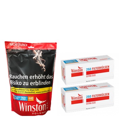 1x WINSTON Volumen Tobacco Red 160g + 500 Winston Hülsen