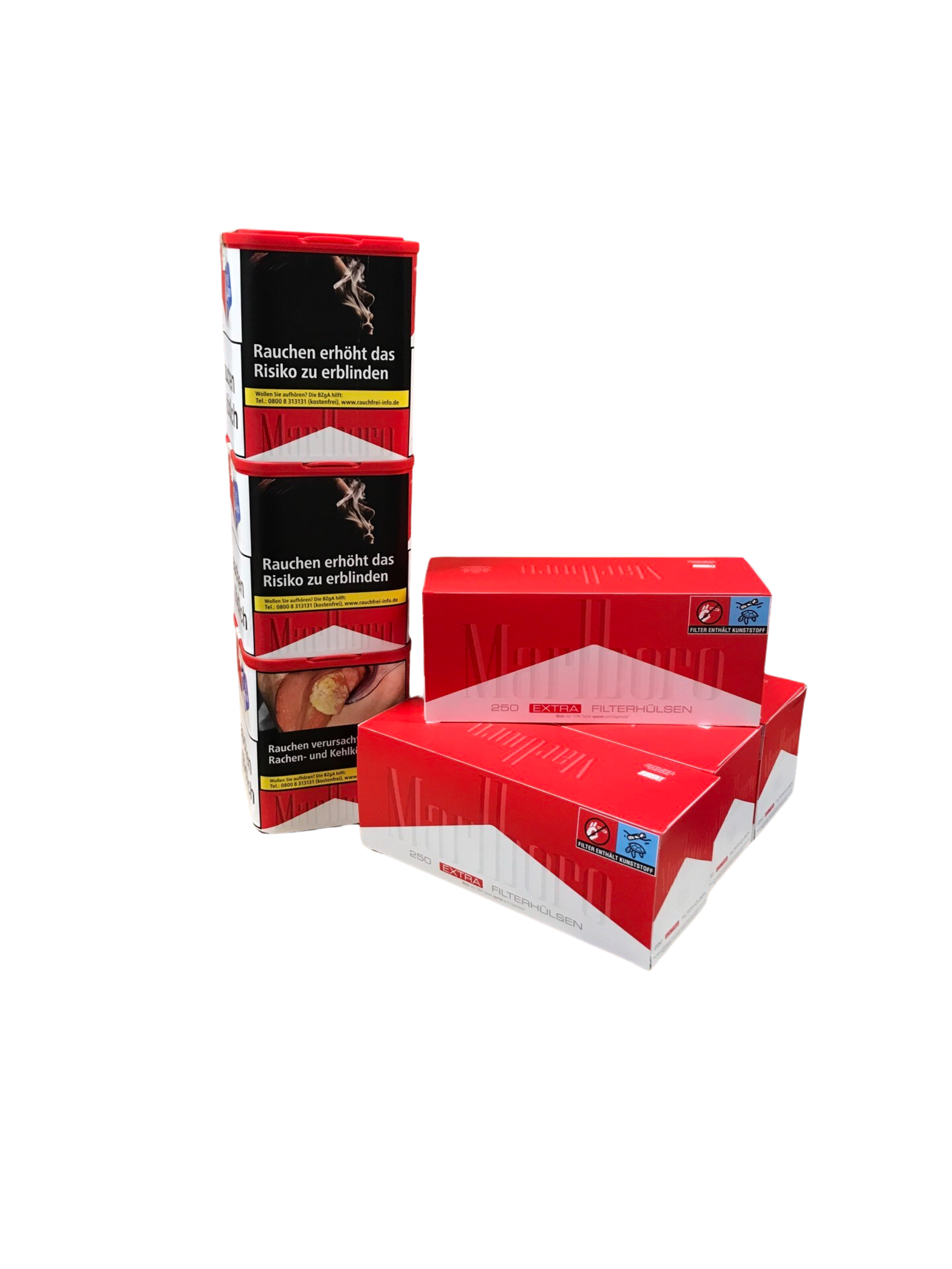 3 x MARLBORO Premium Tobacco Red 110g + 1000 Marlboro Red Extra Hülsen