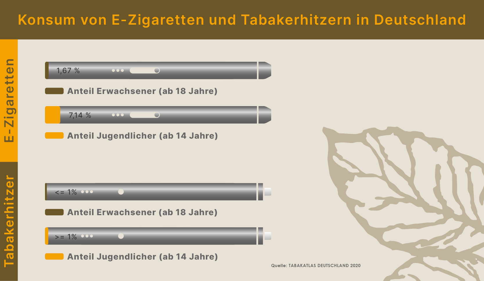 Vergleich des Konsums von Tabakerhitzern mit E-Zigaretten verschiedener Altersstufen