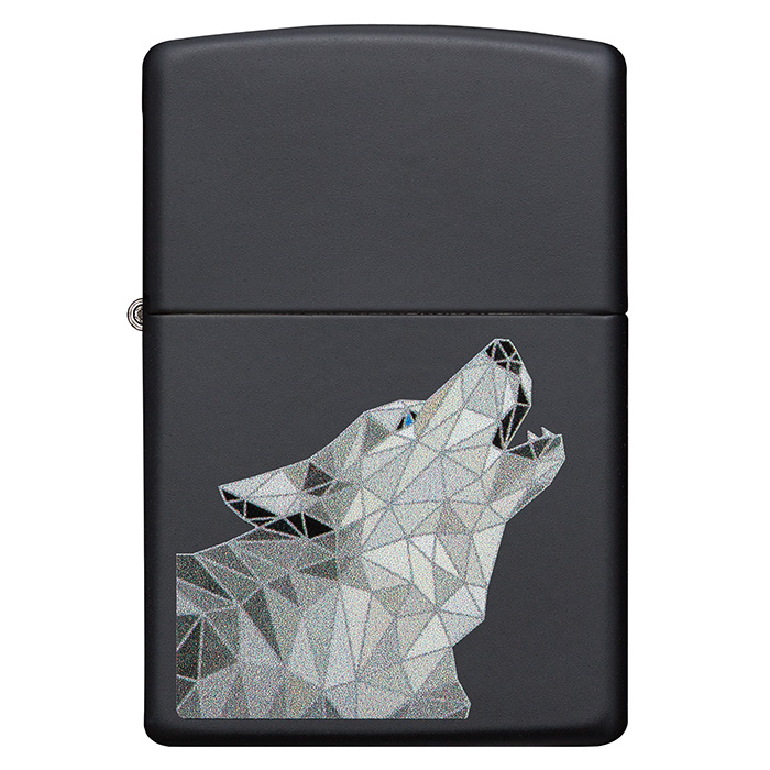 ZIPPO schwarz matt Polygonal Wolf Design 60005112