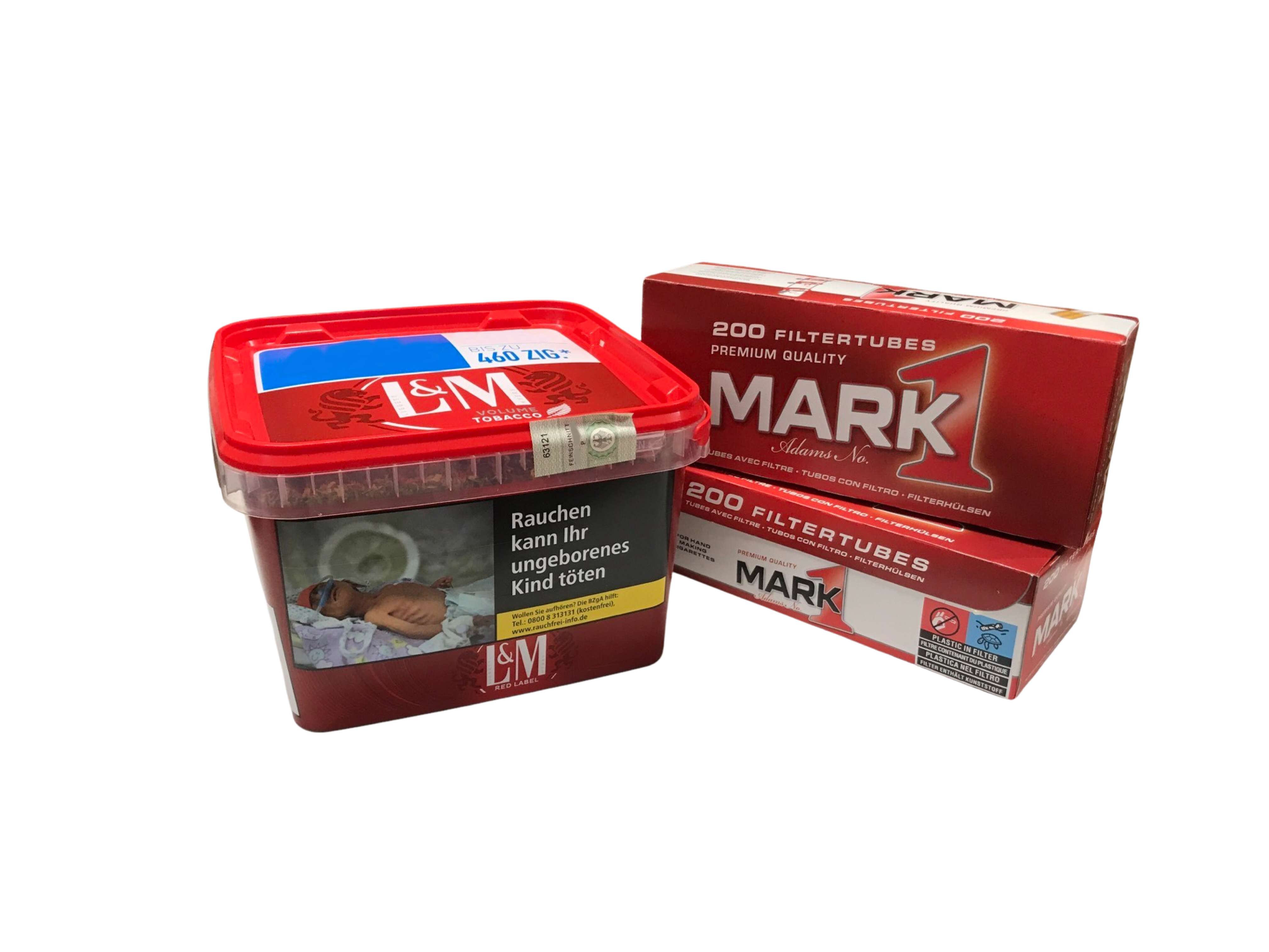 L&M Volume Red Mega Box 205g + 400 Mark1 Hülsen