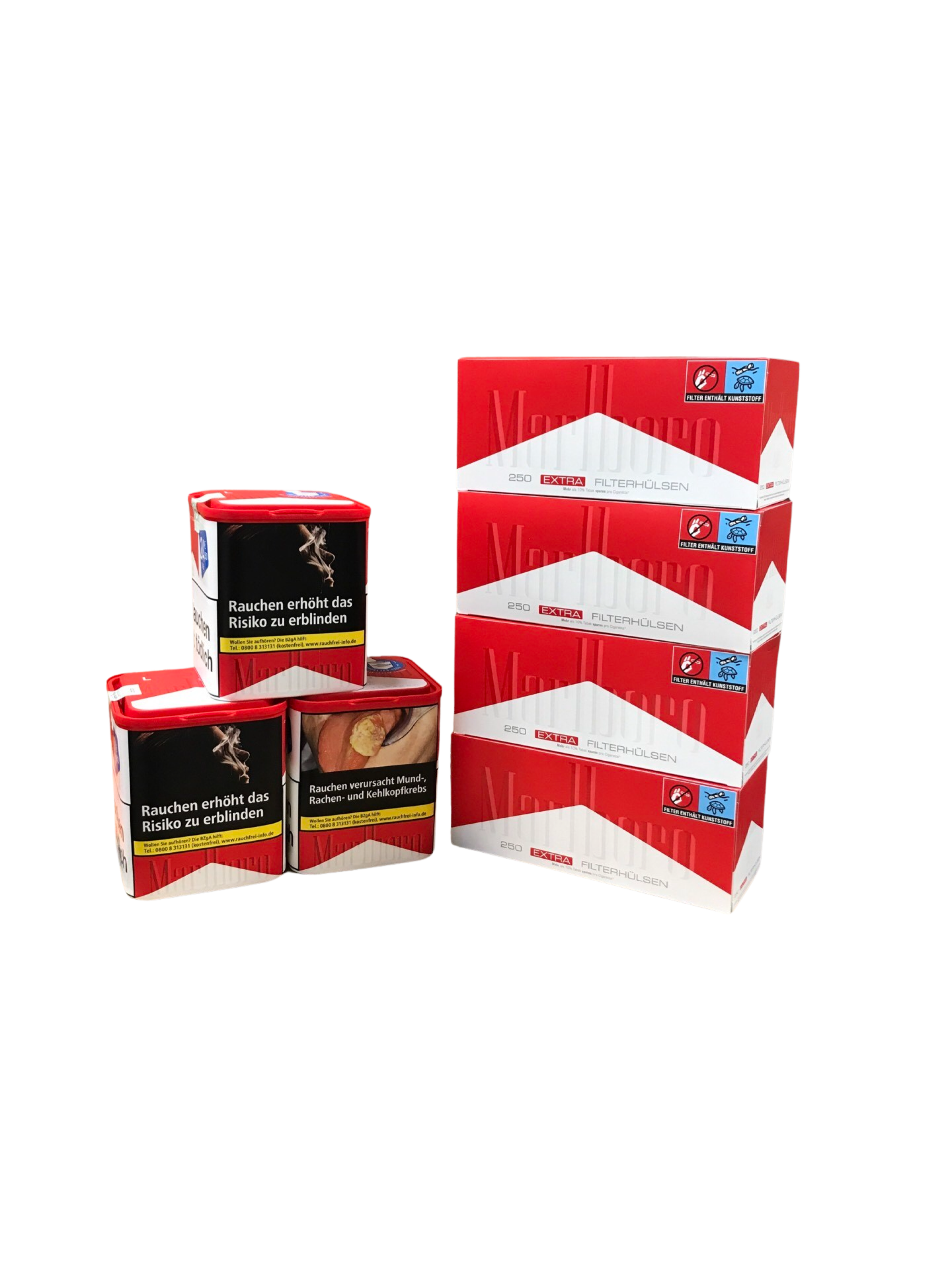 3 x MARLBORO Premium Tobacco Red 110g + 1000 Marlboro Red Extra Hülsen