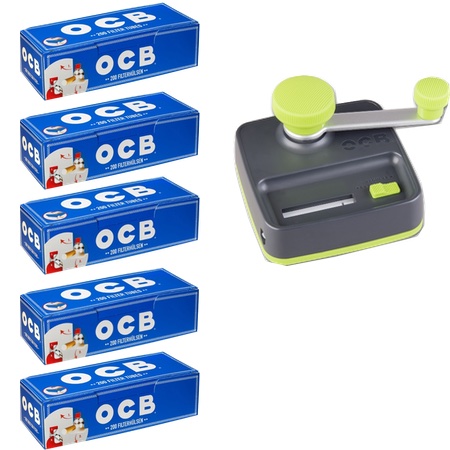 Zigaretten-Stopfer OCB Easy Slide Table Injector+1000 Stück OCB Zigaretenhülsen