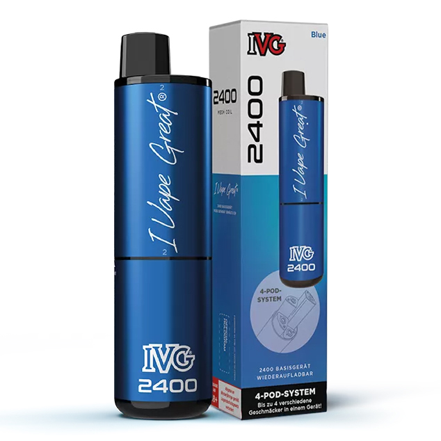 E-Zigarette IVG 2400 blau 1000mAh 4-Pod System