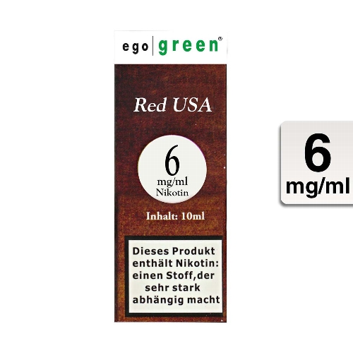 E-Liquid EGO GREEN Red USA Tobacco 6 mg