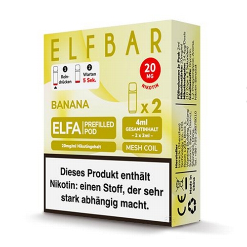 E-Liquidpod ELFBAR Elfa Banana 20 mg 2 Pods