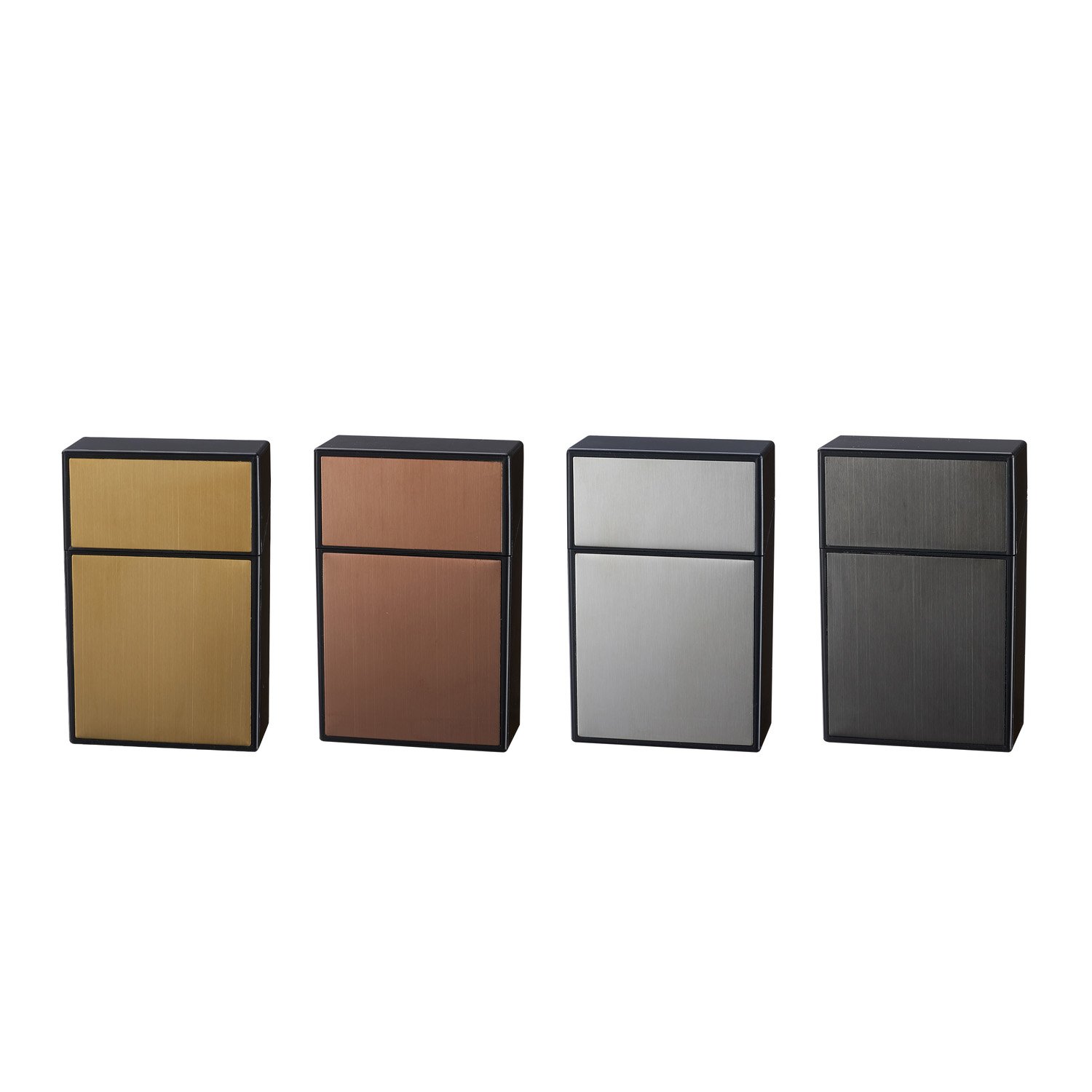 Zigarettenbox (12) Kunststoff 20er CHAMP Metall gebürstet 4 Farben sor