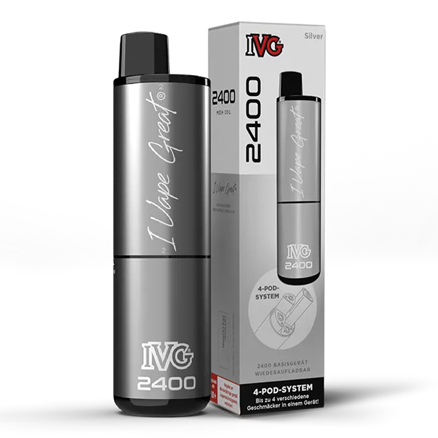 E-Zigarette IVG 2400 silber 1000mAh 4-Pod System