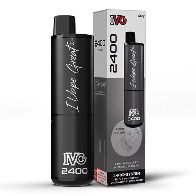 E-Zigarette IVG 2400 grau 1000mAh 4-Pod System