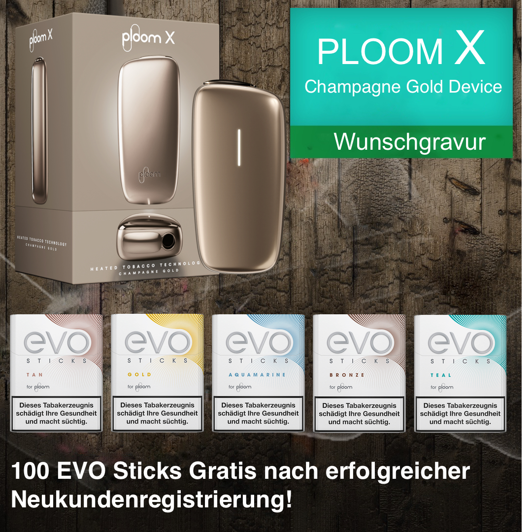 Ploom X Champagne Gold Device  + 100 EVO Sticks
