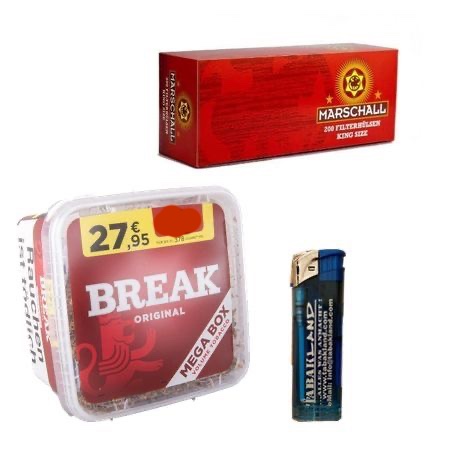BREAK Original Volumentabak Mega Box 150g + 400 Zigarettenhülsen + Feuerzeug
