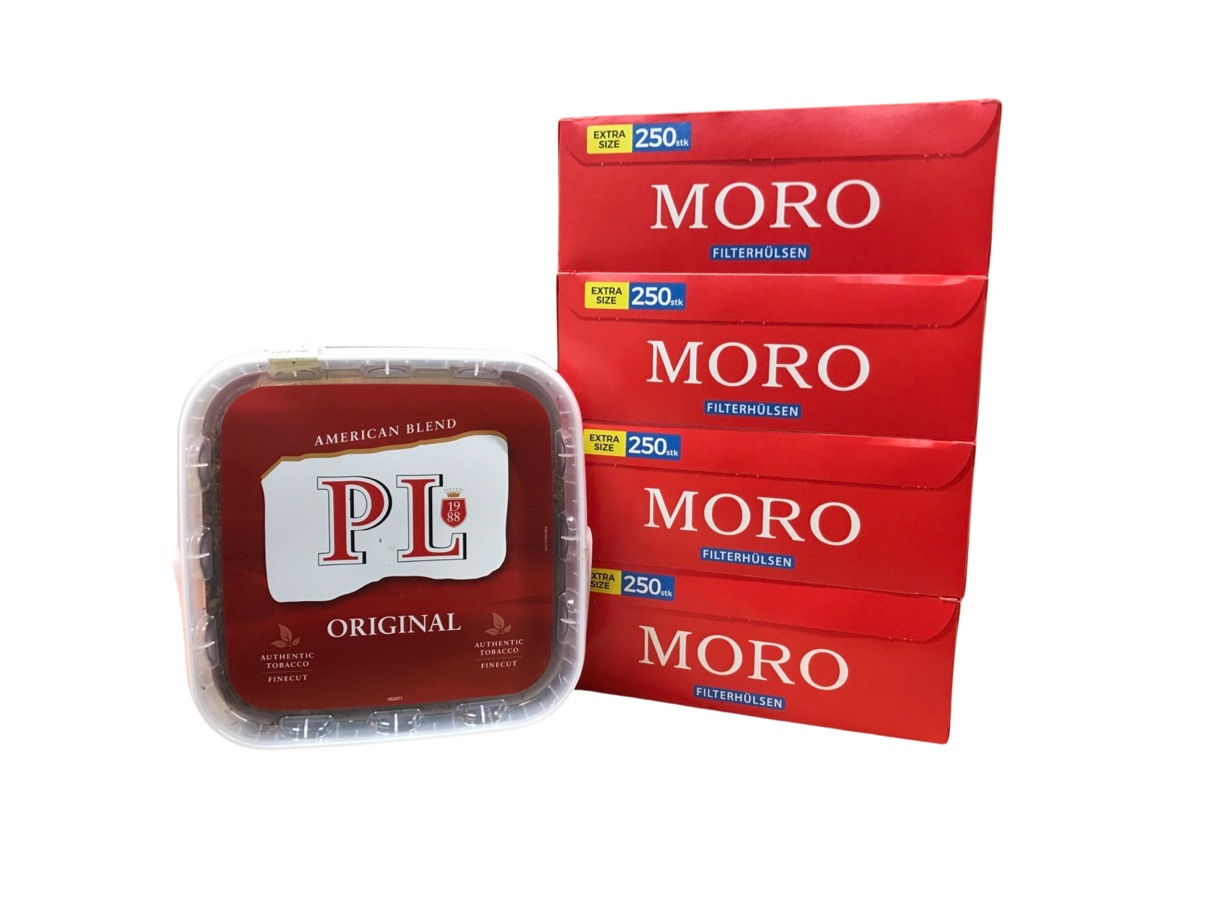 PL88 Volumen rot a 290g + 1000 Stück Moro Zigarettenhülsen 