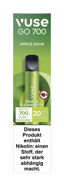E-Zigarette VUSE Go 700 Einweg Apple Sour 20mg