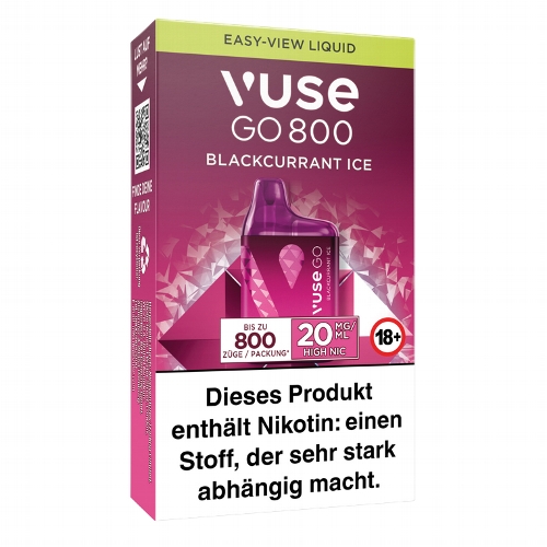 E-Zigarette VUSE Go 800 (Box) Einweg Blackcurrant Ice 20mg