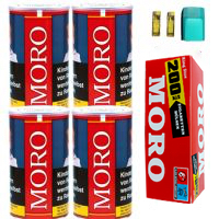 Moro Golden Shag rot 4 x 150g+ Moro Filterhülsen 1000 Stk.1 x Etui/ 2 x Feuer