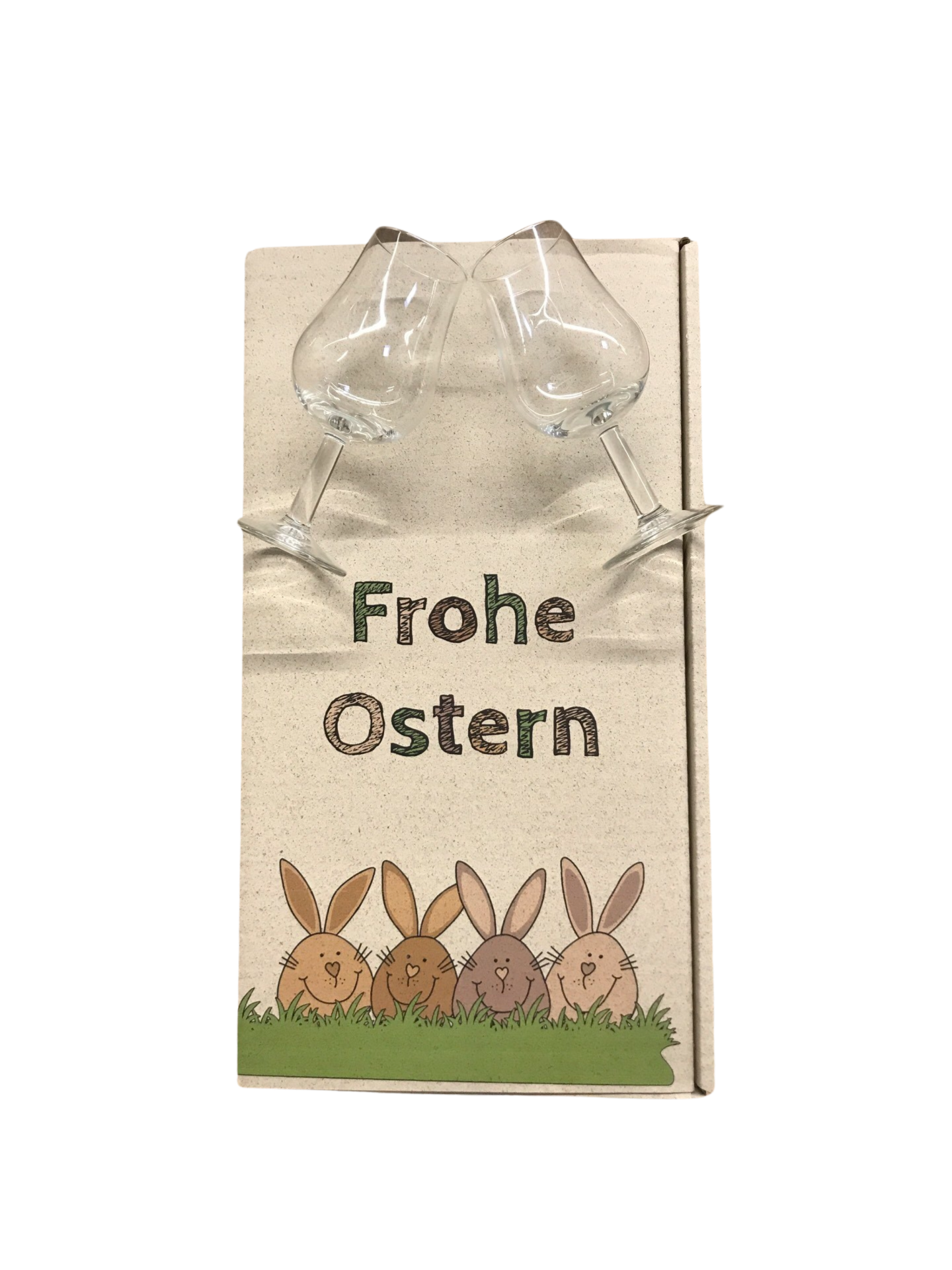 Frohe Ostern Geschenkset - Spirituose nach Wahl + 2 Gläser