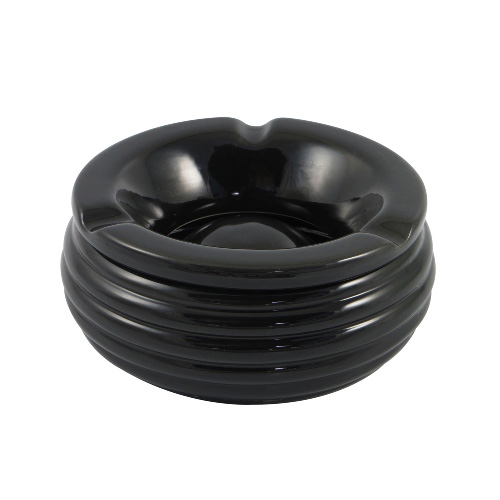 Windascher Keramik schwarz rund Rillen 15 cm Durchmesser