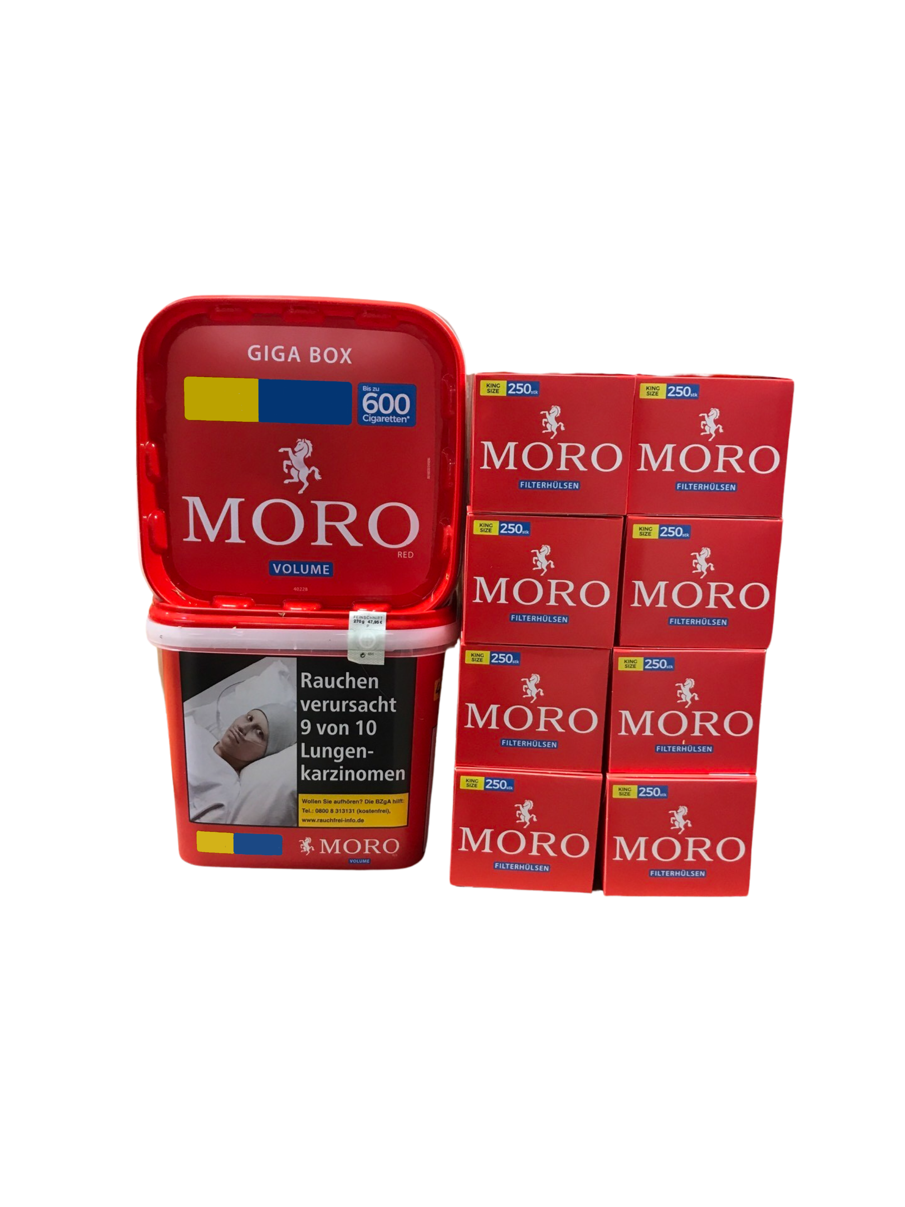 2x Moro Giga Box Volumen 270g + 2000 Moro Zigarettenhülsen 