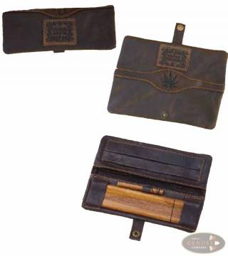 Tasche- Leder Kavatza mini Nubuk braun mit langem Rollbrett 15 x 6cm