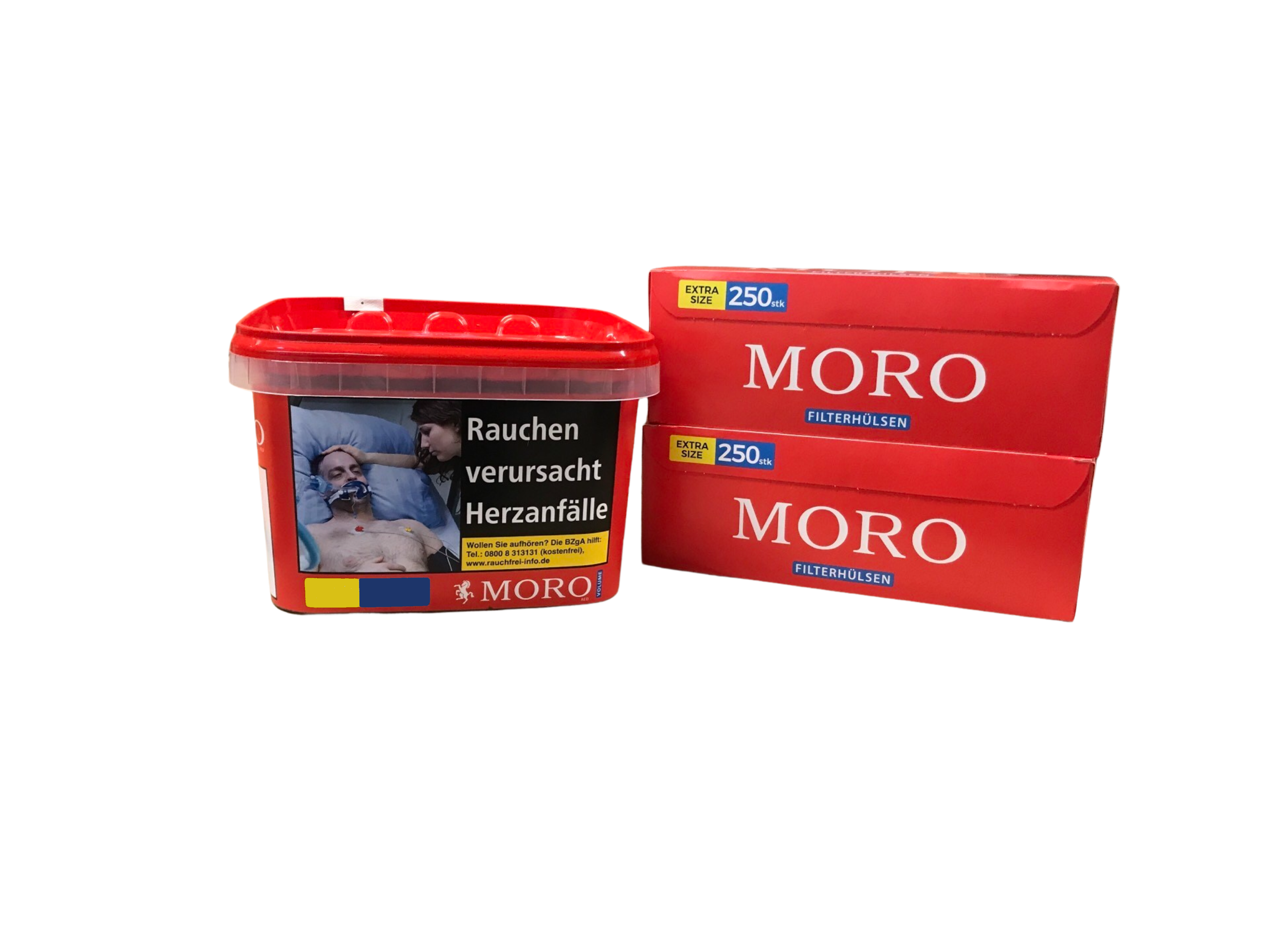 Moro Rot Volumen 155g & 500 Moro Zigarettenhülsen 