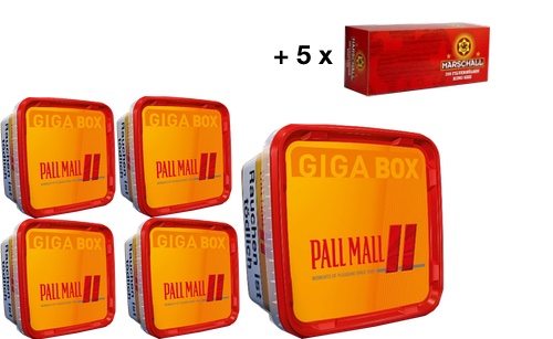 Pall Mall Allround 5x Red Giga Box a 250g & 1000 Stück Marschall Red Hülsen