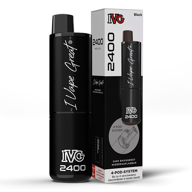 E-Zigarette IVG 2400 schwarz 1000mAh 4-Pod System