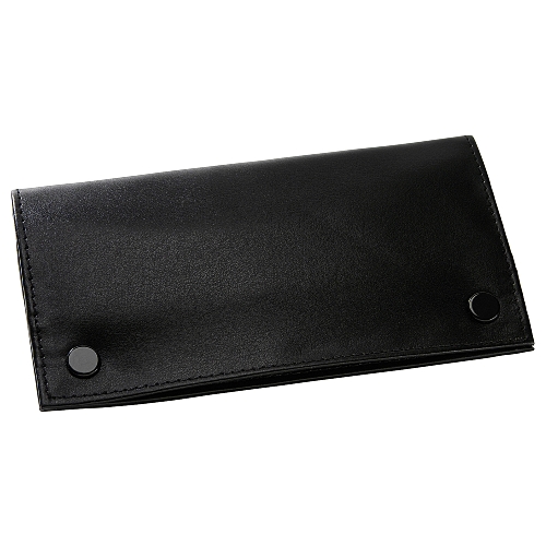 Feinschnitt-Tasche Kunstleder schwarz glatt Blättchenfach 17 x 8,5 cm