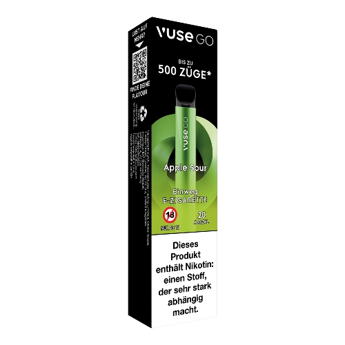 E-Zigarette VUSE Go 500 Einweg Apple Sour 20mg 