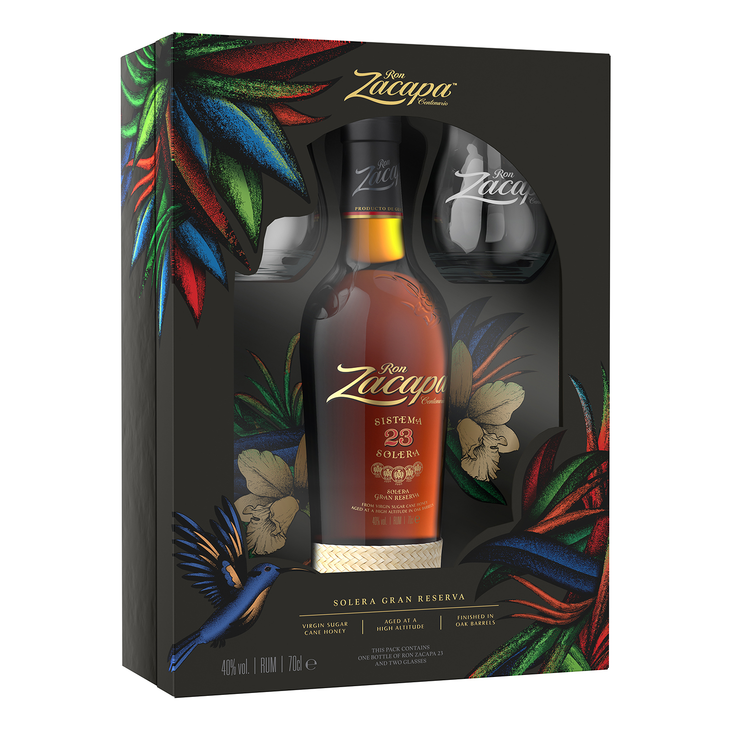 RON ZACAPA 23 Jahre Rum 40% vol., 0,7l + 2 Gläser