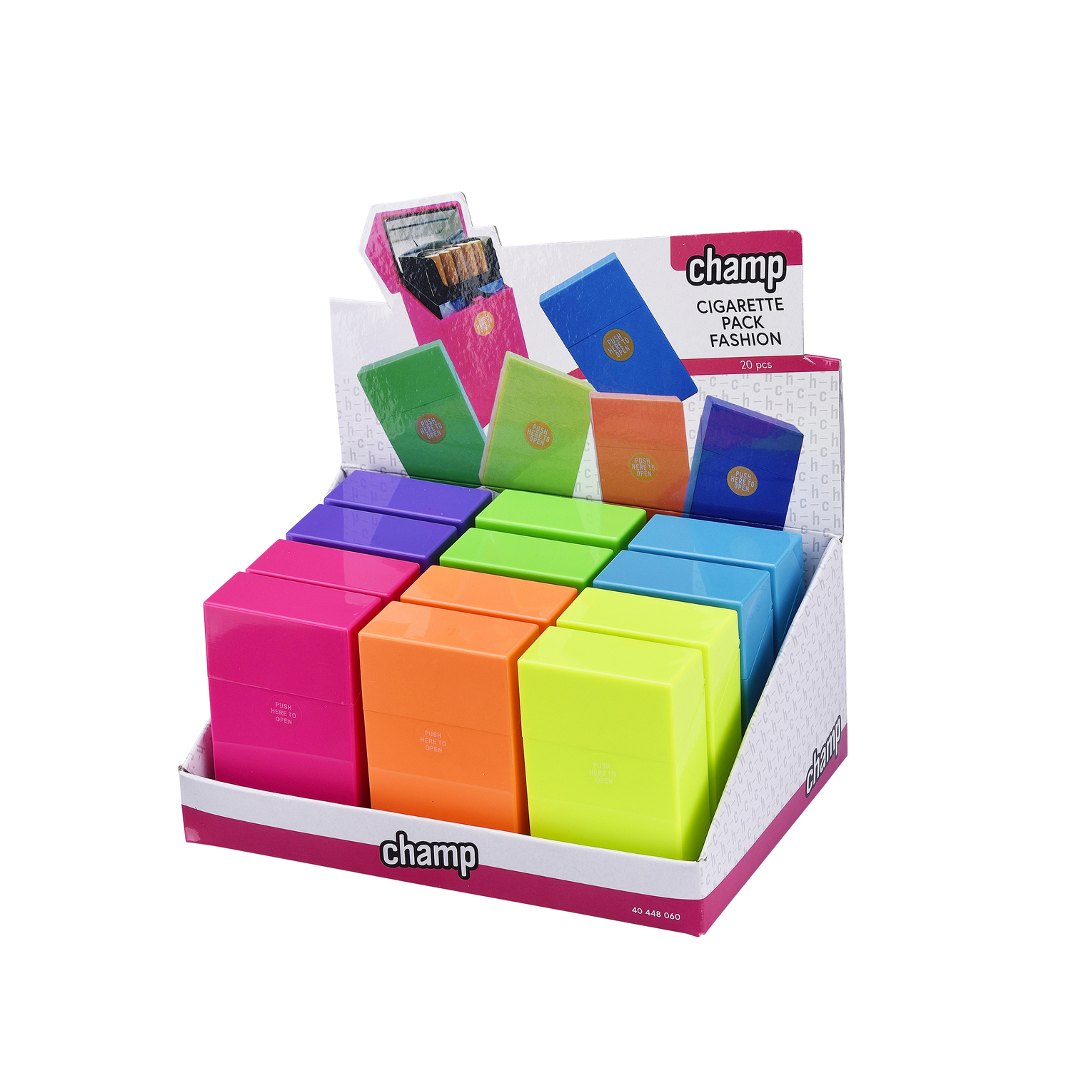 Zigarettenbox Kunststoff CHAMP (12) Fashion Colors 6 Farben sortiert