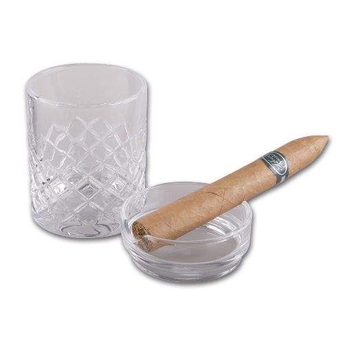 Set: Whiskyglas mit Cigarrenascher ANGELO mit 2 Ablagen Ø 8cm