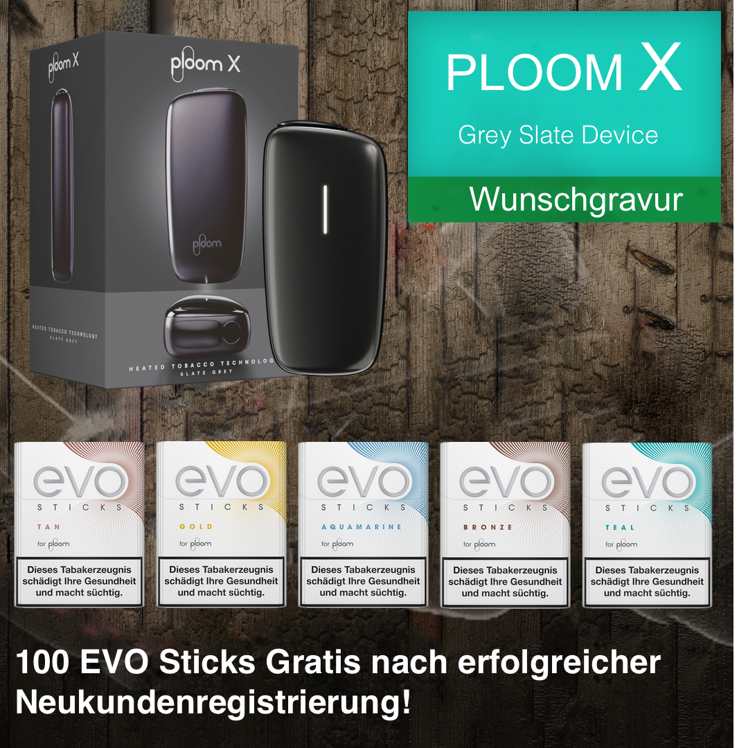 Ploom X Grey Slate Device  + 100 EVO Sticks